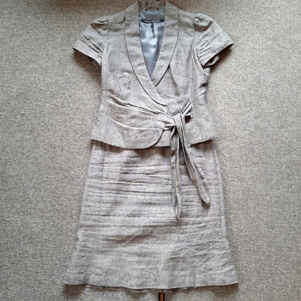 Pinstripe Gray Skirt Suit Sandra Angelozzi Small